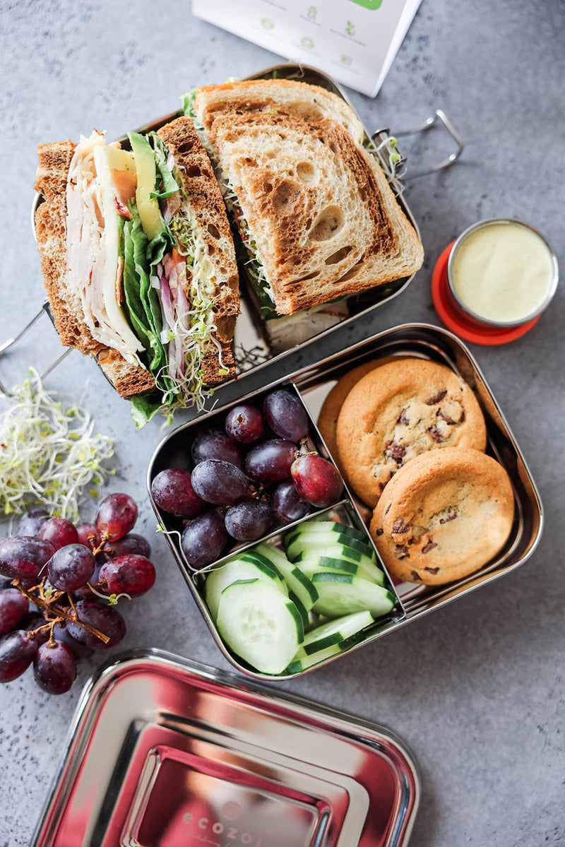 ecozoi Leak Proof Stainless Steel Lunch Box, 3-in-1 Eco Bento Box | Redesigned Silicone Seal + Bonus Lunch Pod | Sustainable Tiffin Eco Friendly Metal Bento Box Food Storage Containers - Image 2